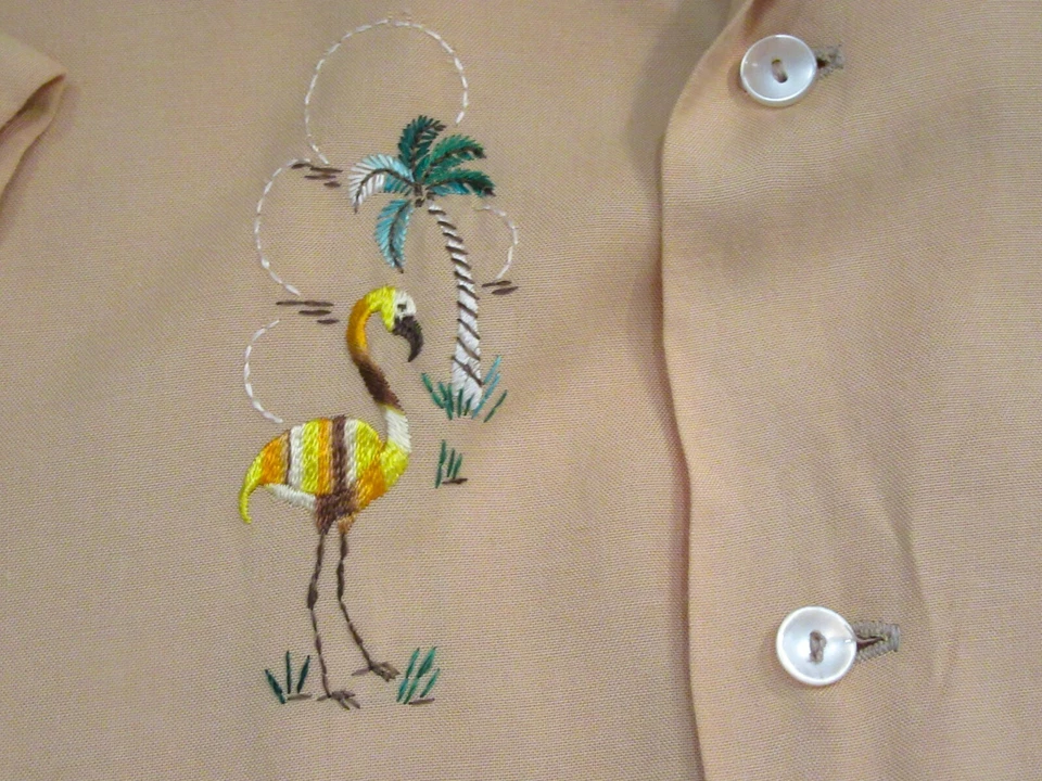 CAMISA VINTAGE AÑOS 50 RAYÓN LAZO FLAMENCO PALMA RESORTES ESTILO BOLOS M S16 Foto 2 de 4