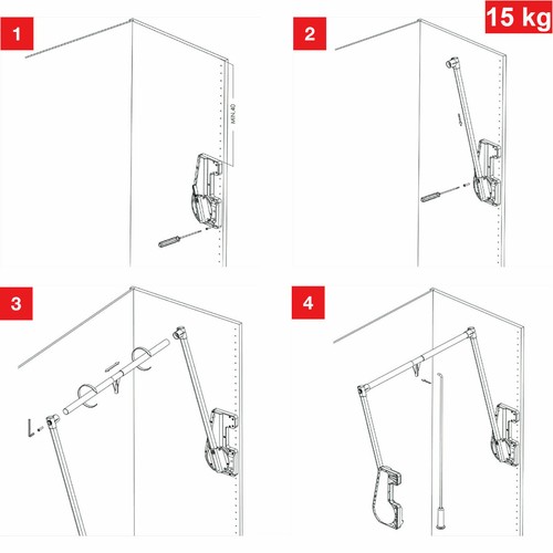SO-TECH® Kleiderlift Breite 850 - 1150 mm Wardrobelift Lift Kleiderschranklift - Bild 10 von 16