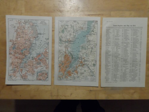 Orig.(1908) Lithographie Stadtplan Kiel / Kieler Hafen (N14)