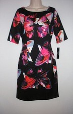 NWT MSRP $134 TAHARI by ASL Women's Stella Sheath Dress, Black Multi, Size 10
