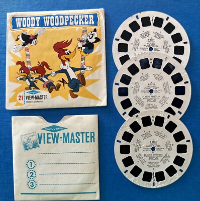 Viewmaster Woody Woodpecker 3 Rollen Sawyers View-Master B522 Vintage