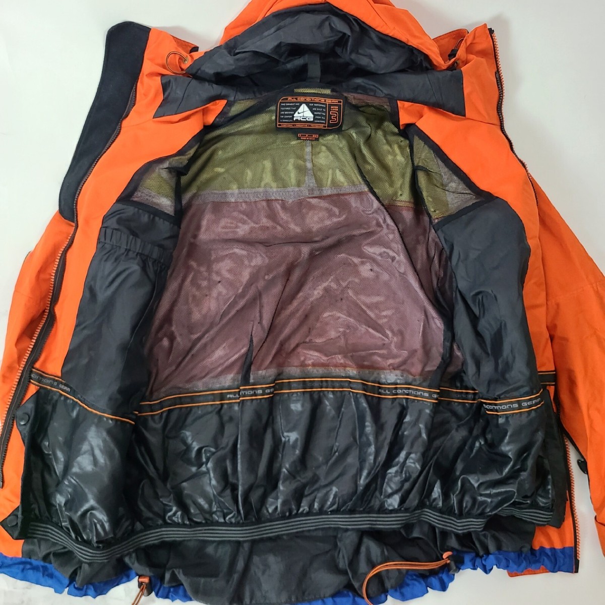 VTG 1998 NIKE ACG CBS WINTER GAMES Orange BLUE STORM FIT VTG 1998 NIKE ACG CBS WINTER GAMES Orange BLUE STORM FIT