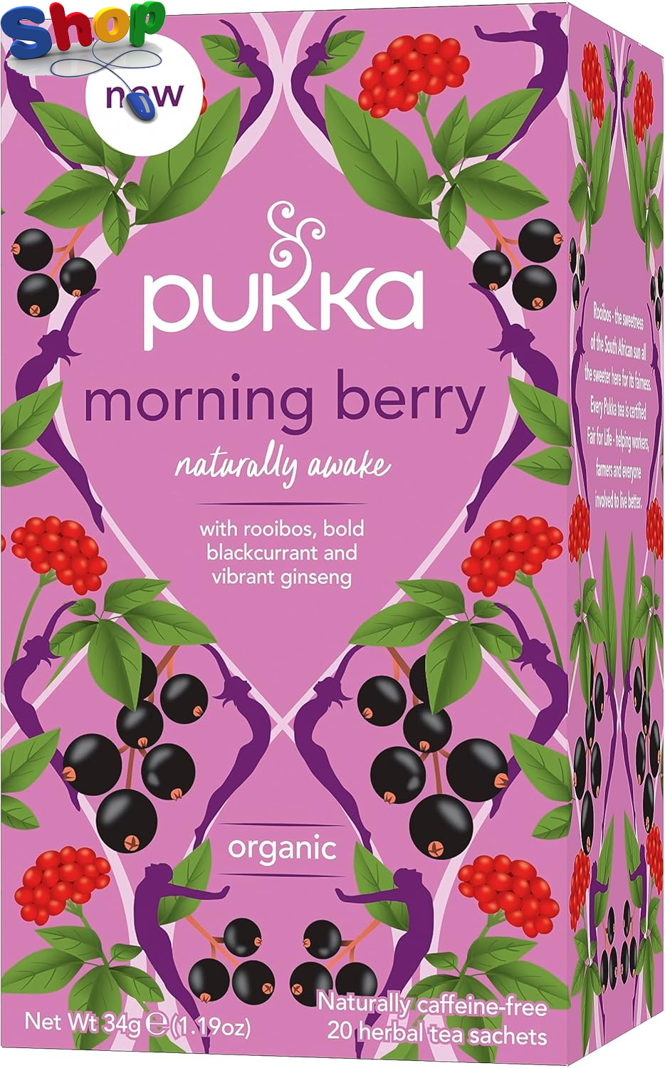 Pukka Herbs | Morning Berry Organic Herbal Tea Box | Infused with Blac