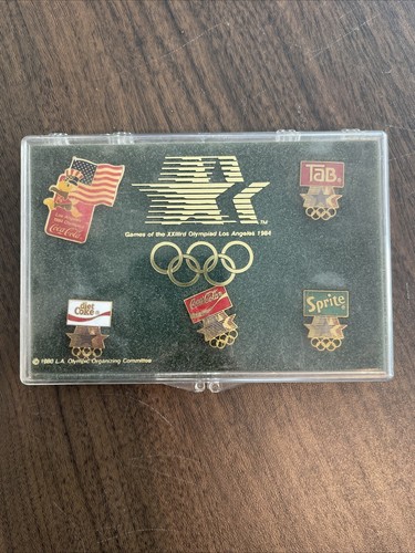 1984 Olympics Soda Pin Set Coca Cola Tab Sprite Eagle USA Vintage America Merch