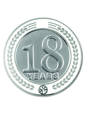 PinMart's 18 Years of Service Award Employee Recognition Gift Lapel Pin - White