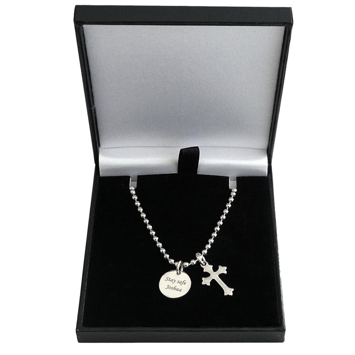 engraved necklace communion cross necklace