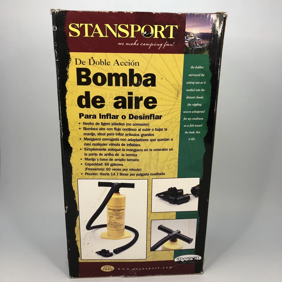 Bomba manual de doble acción Stansport infla desinfla agua de camping ¡oferta de caja abierta! Foto 3 de 4