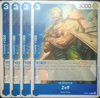 One Piece TCG - 4er Playset - OP06-048 Zeff C/EN/NM