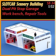 Slotcar Scenery Building Dual Pit & Garage Work Bench, Tools Scalextric, Carrera