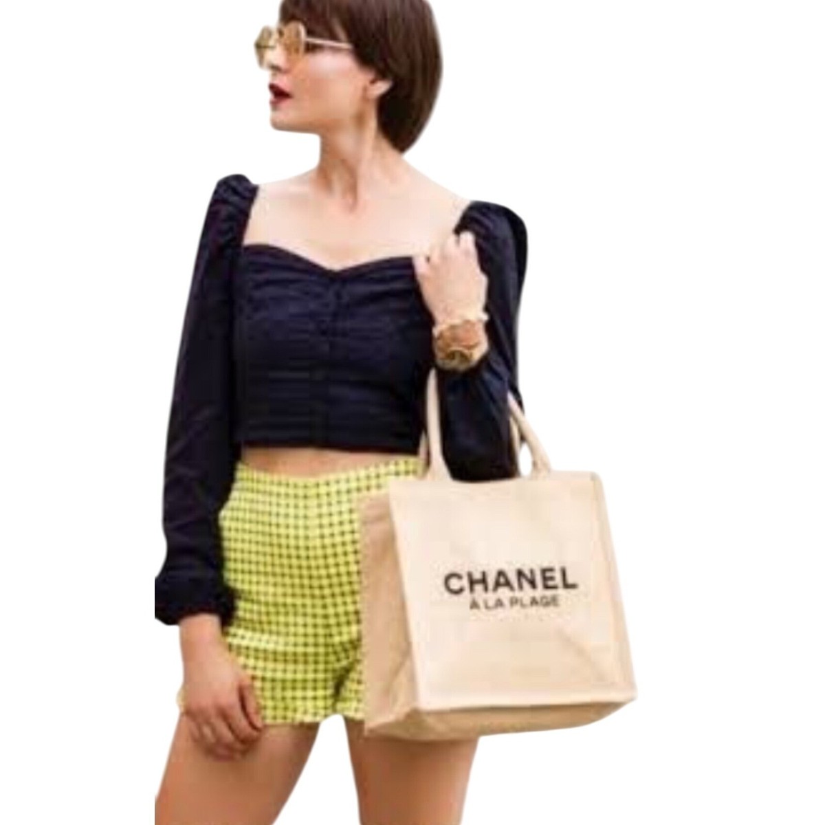Chanel À La Plage Burlap Tote Bag Beach Bag Shopping Bag