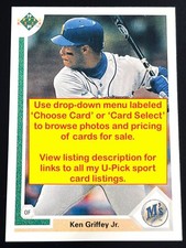 Baseball 1991 Upper Deck (536-700)/Ryan Hero/Holo's- U PICK - NRMT to MINT Cards