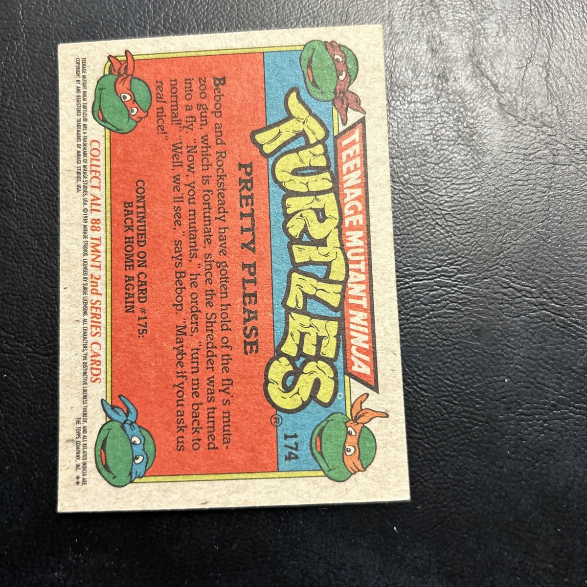 Jb101a Teenage Mutant Ninja Turtles 1989 Topps #174 pretty