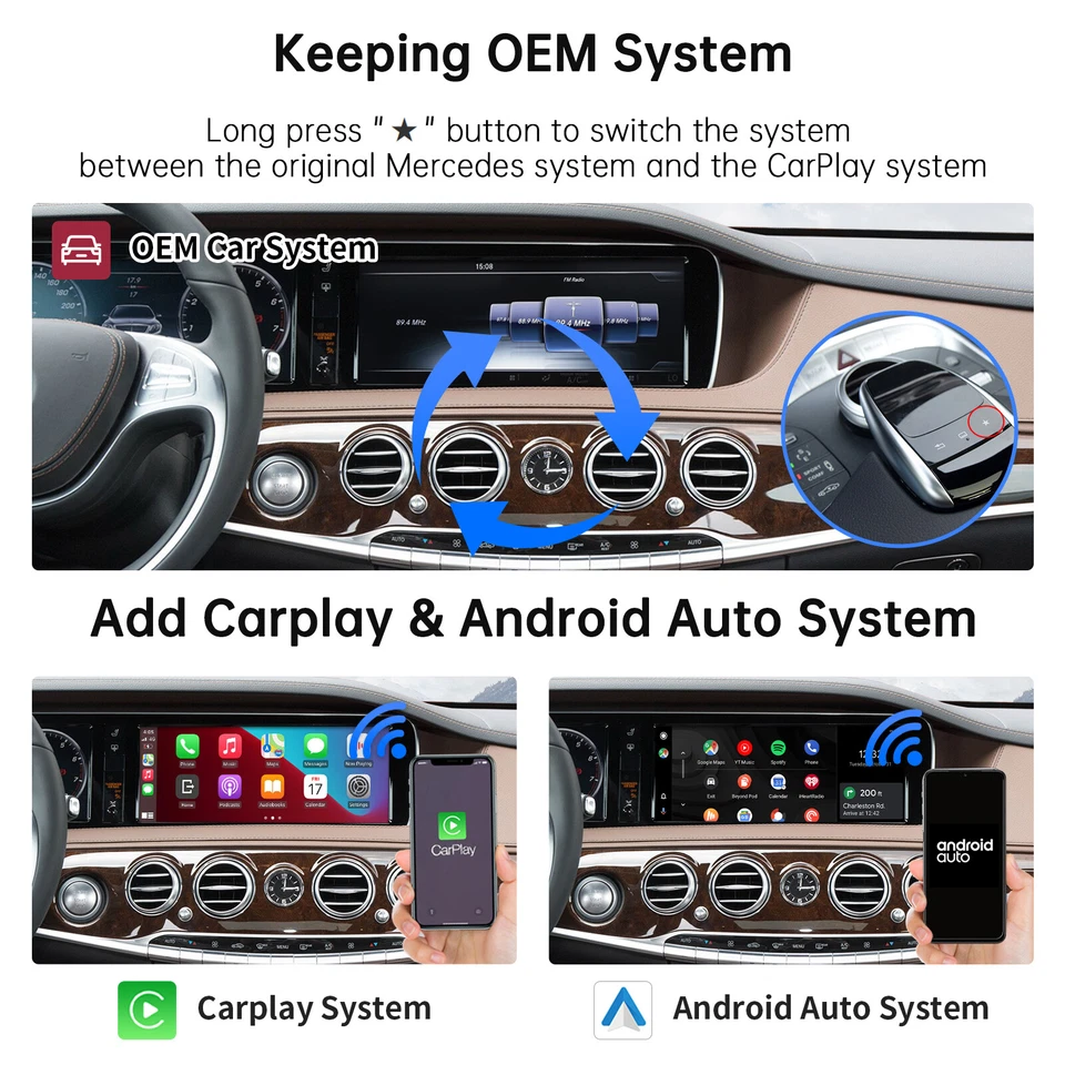 For Mercedes Benz S Class W222 NTG5.0 Wireless CarPlay Android Auto Retrofit Kit - Image 4 of 4
