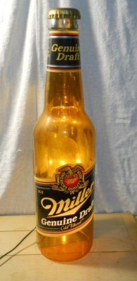 1989 Miller Genuine Draft 3D Lighted Beer Bottle Bar 30