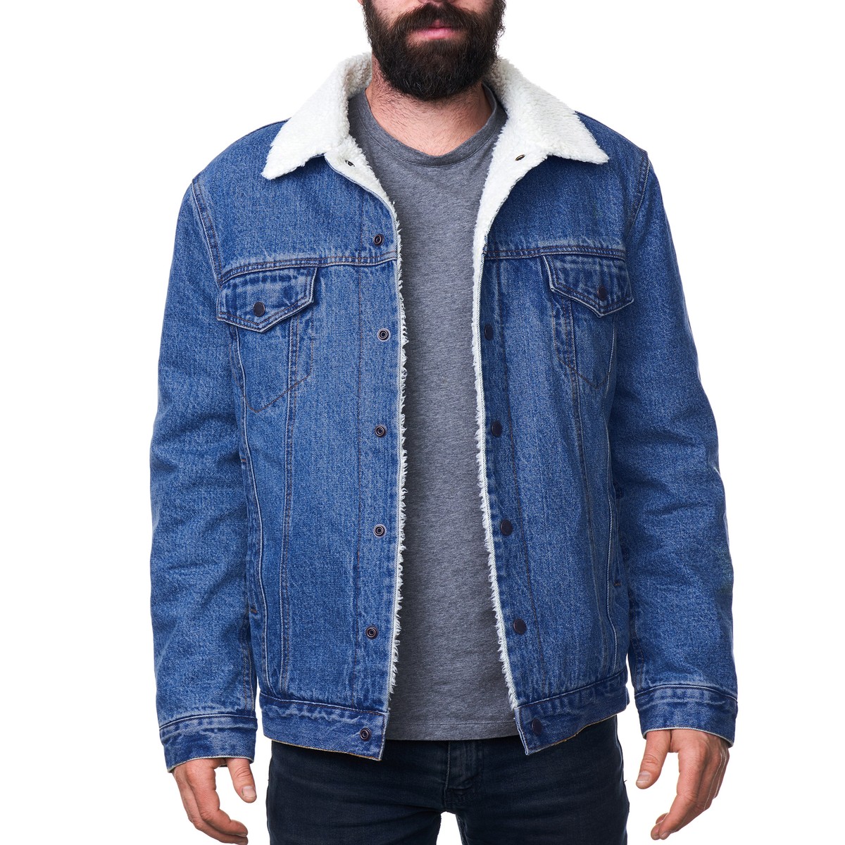 Alpine Swiss Mens Sherpa Lined Denim Jacket Classic Button Up Jean