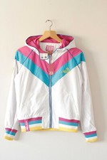 Brand New Womens Vintage Henleys White Windbreaker Shell Jacket Y2k Medium