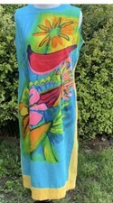 Vintage 1960  s Batik Sleeveless sheath shift dress M/L