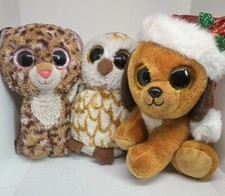 Ty Beanie Boos - Howlidays 6" Christmas Dog Swoops The Owl Patches The Cat