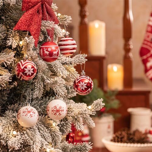 Christmas Ornaments Tree Decorations, 24ct Red and White Shatterproof Redwhite - Bild 2 von 6