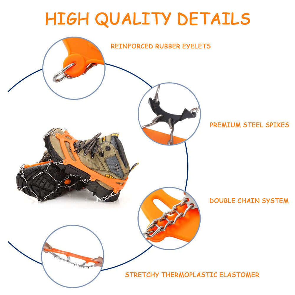 8 Teeth Ice Snow AntiSlip Grippers For Boots Shoes Grips Spikes