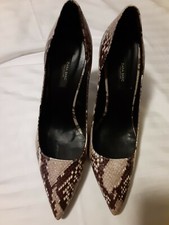 Zara Basic Collection Snakeskin Print Leather Pointy Toe Heels Size 9 Spain