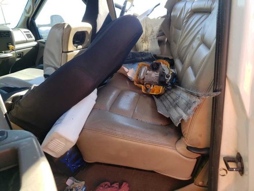 Tan Left Driver Primary Sun Visor Cloth w/ Mirror | Fits 2001 Ford F250 F350 - Picture 11 of 12