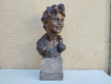 SCULTURA IN BRONZO BUSTO SCUGNIZZO ATTRIBUIBILE A VINCENZO CINQUE BASE IN MARMO