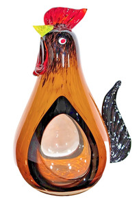 Murano Rooster Hand-Blown Glass Chicken Figurine Large 11" Tall 5 Pounds