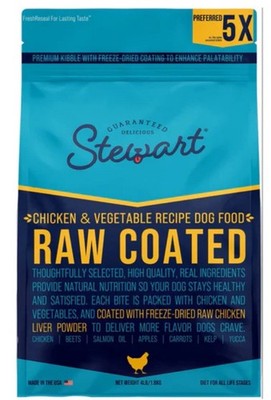 Stewart Raw Coated Dog Food Chicken & Vegetable Premium All Life Stages 4lb bag