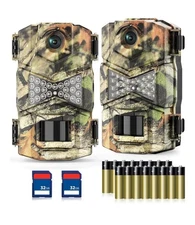 2 Pack Trail Cameras with Night Vision Motion Activated Waterproof,30MP Hunting