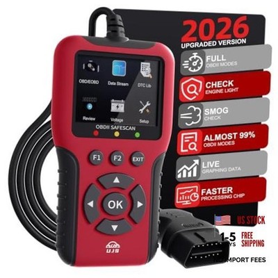 2026 Enhanced Universal OBD2 Scanner, Check Engine Code Reader - 65000+ Red