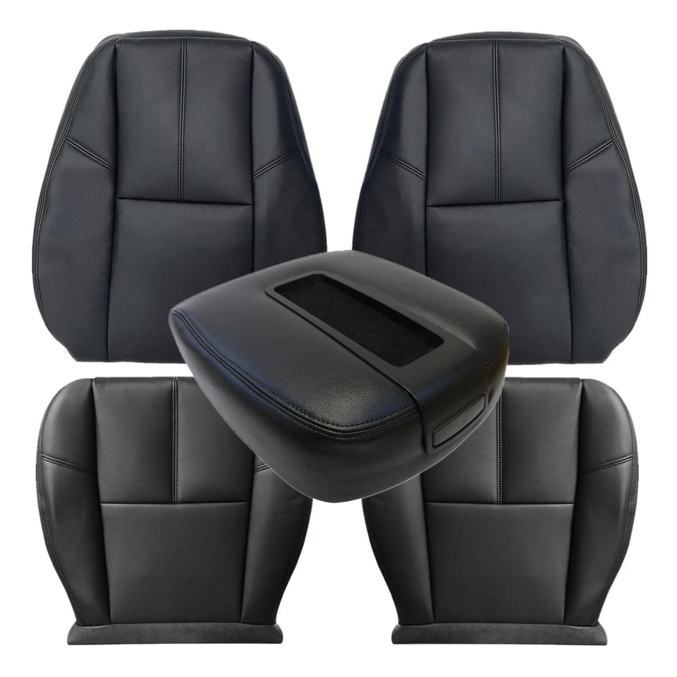 Both Side Bottom&Lean Back Leather Seat Cover Black For Chevy Suburban 2007-2014 - Image 2 of 4