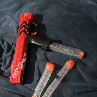 NERF Elite Red/Black Dart Blaster Toy Gun with 3 Clear Magazines