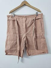 Arket Womens Pink Organic Cotton Utility Cargo Shorts Size UK16 Belted NWT
