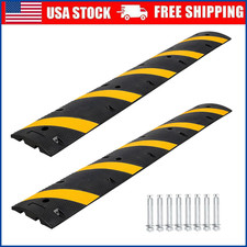 2-Pack 6FT Rubber Speed Bump 2 Channel 66000 LBS Load Heavy Duty Road Speed Hump