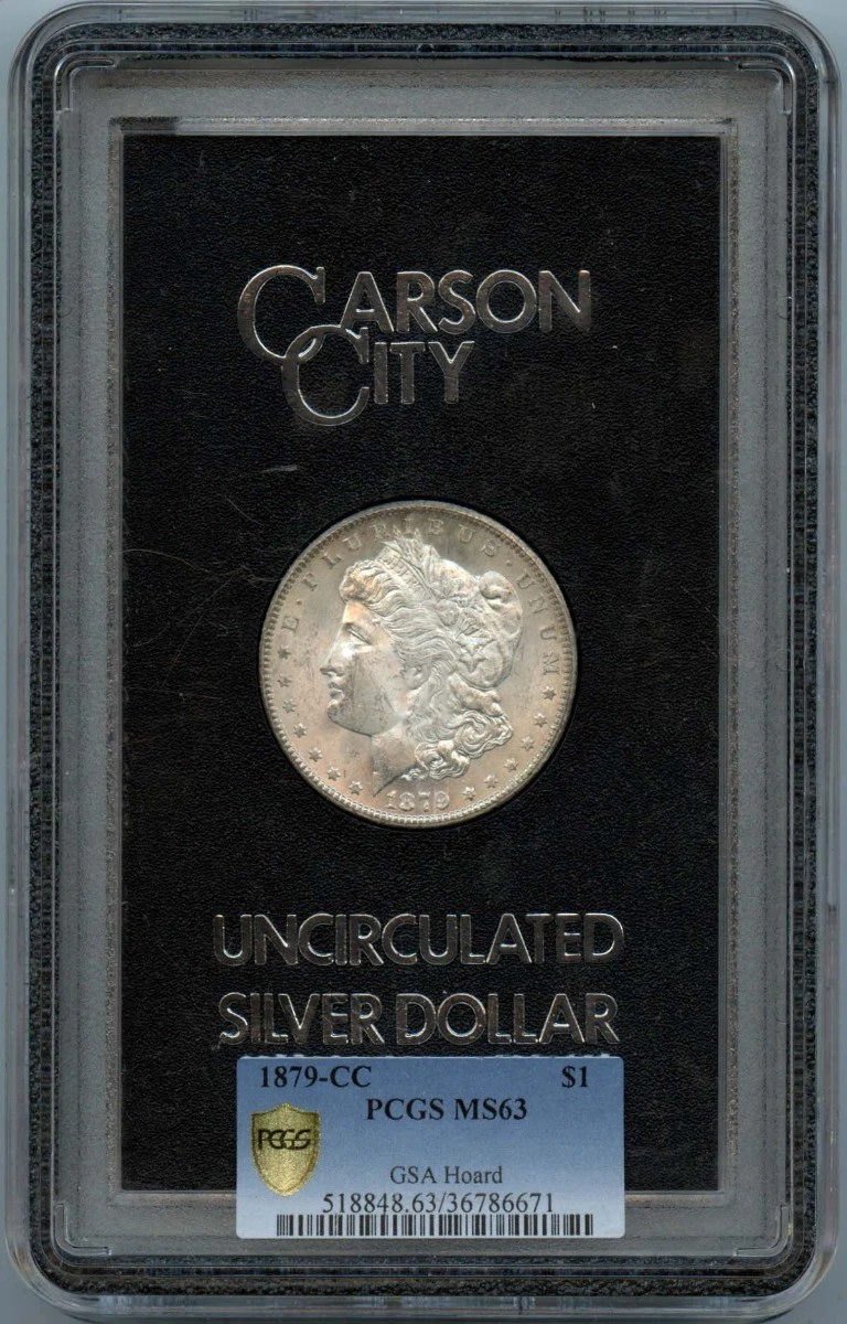 1879-CC Morgan Dollar GSA HOARD S$1 PCGS MS63 Light toning