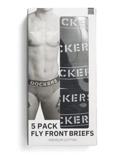 Dockers Men's Underwear 5-Pack Premium Cotton Briefs Black