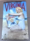Vintage Virginia Cigarettes Tobacco Metal Tin Advertising Ad Sign 21x13"