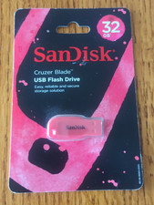 SANDISK 32GB CRUZER BLADE USB FLASH DRIVE BRAND NEW AND SEALED- Pink Color