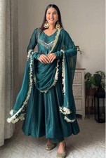 Latest New Heavy Star Georgette Gown Bottom With Teal Blue Dupatta For Function