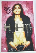 Ville Valo of HIM band hand SIGNED 11x17 Razorblade Romance Promo Poster JSA COA