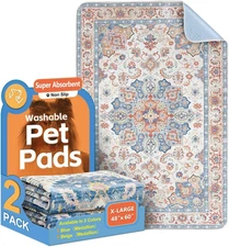 2-Pack 60x48 Washable Pee Pads for Dogs - Reusable Non-Slip Puppy Training Pads