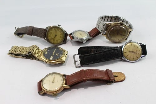 Assorted Vintage Mechanical Watches Seiko 5 Rotary Timex SPARES/REPAIRS x 6