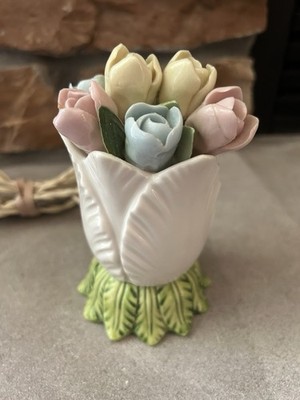 Vintage Porcelain Floral Bouquet Night Light Accent Lamp 