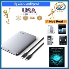 Aluminum USB C Hard Drive Enclosure for 2.5" SATA SSD HDD 6TB Support MacBook...