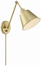 Crystorama Mitchell Aged Brass Swing Arm Wall Lamp