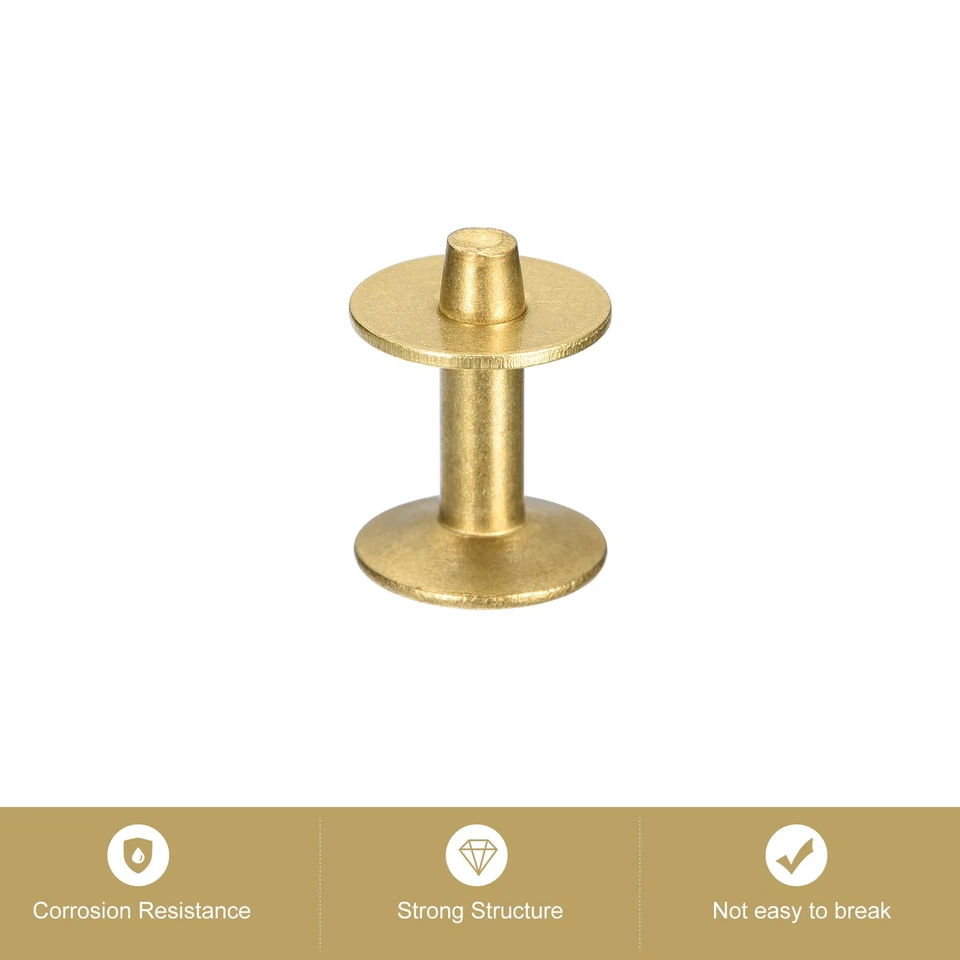 10 Set Ottone Rivetti e Sbavature,9x3.3x14mm Ottone Rivetto Chiusura,Oro Tono - Immagine 4 di 4