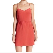Madewell 100 Silk Coral Red Spaghetti Strap Mini Dress Size 4