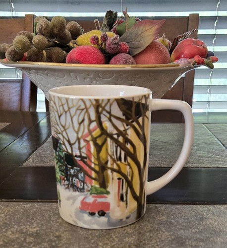 Set of 4 Pottery Barn Winter Village Coffee Cups Tea Mugs Holiday NWOB Classic - Picture 7 of 16