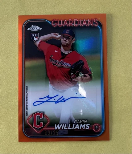 2024 Topps Chrome Update Gavin Williams Orange Refractor RC Auto /25